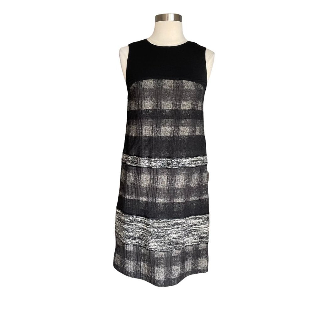 I'M Isola Marras Knit Wool Blend Black Grey Shift Dress
